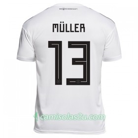 Camisolas de Futebol Alemanha Muller 13 Equipamento Principal Copa do Mundo 2018 Manga Curta